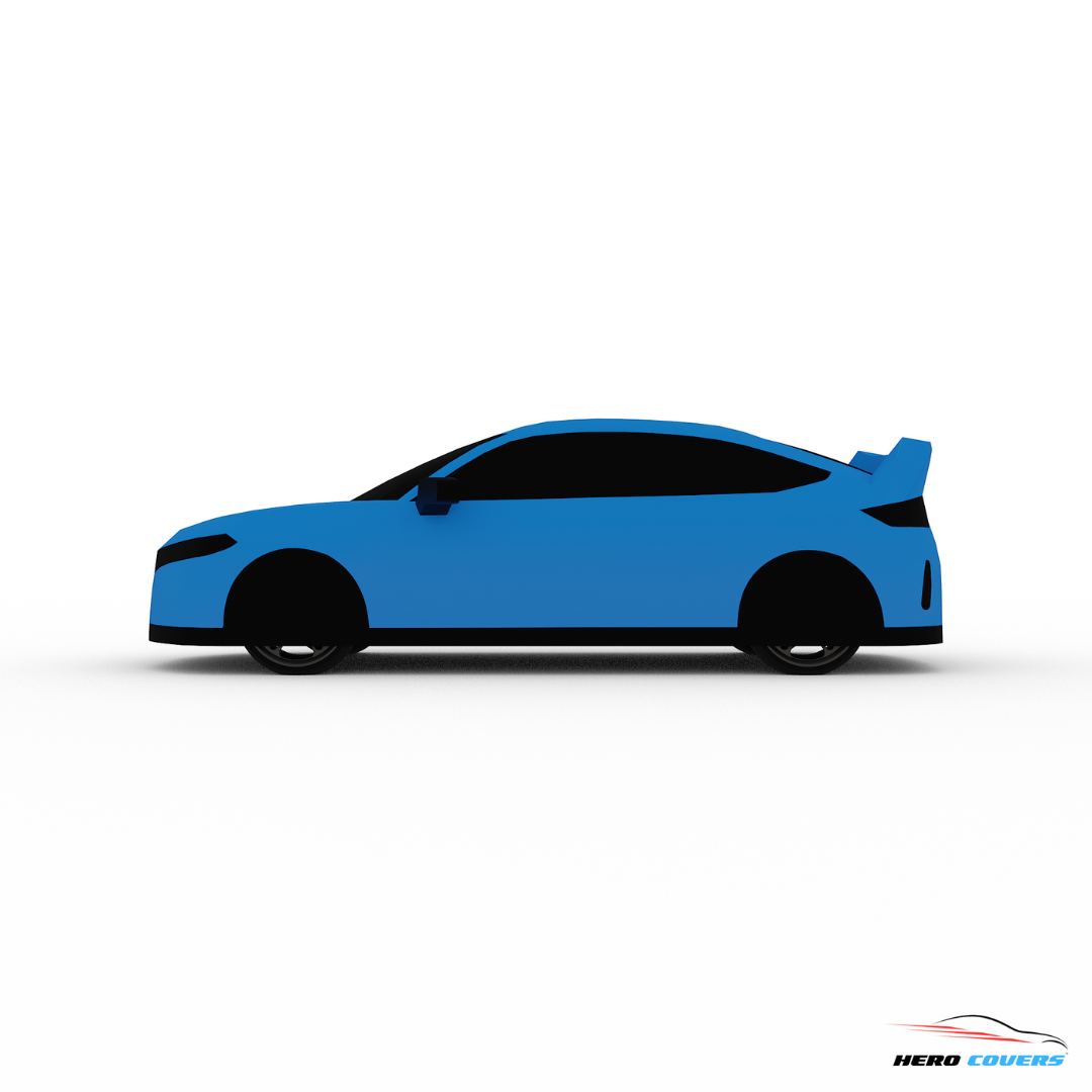 A Custom Blue Car Cover For A Honda Civic Type R