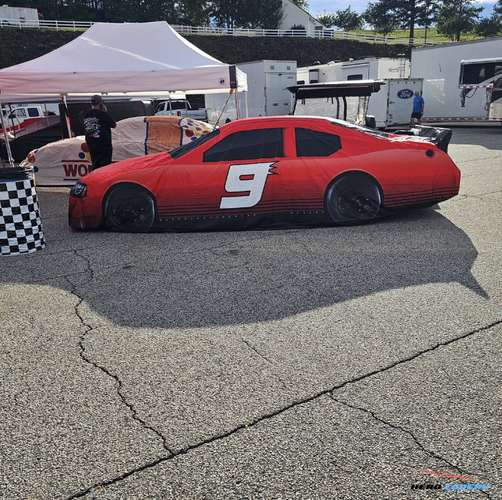 A Custom Car Cover For Red Race Car