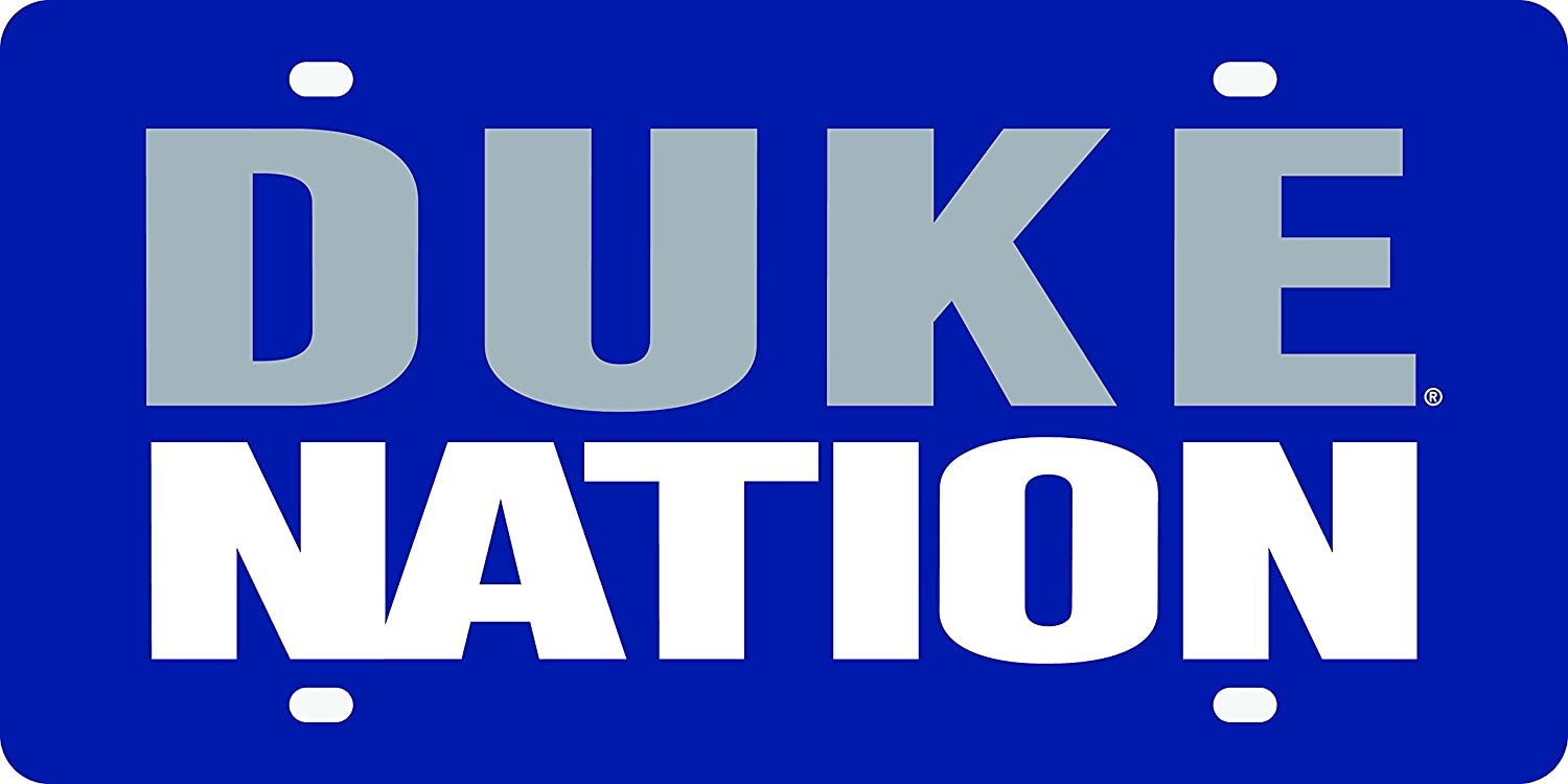 Duke University Blue Devils Premium Laser Cut Tag License Plate, nation, Mirrored Acrylic Inlaid, 6x12 Inch