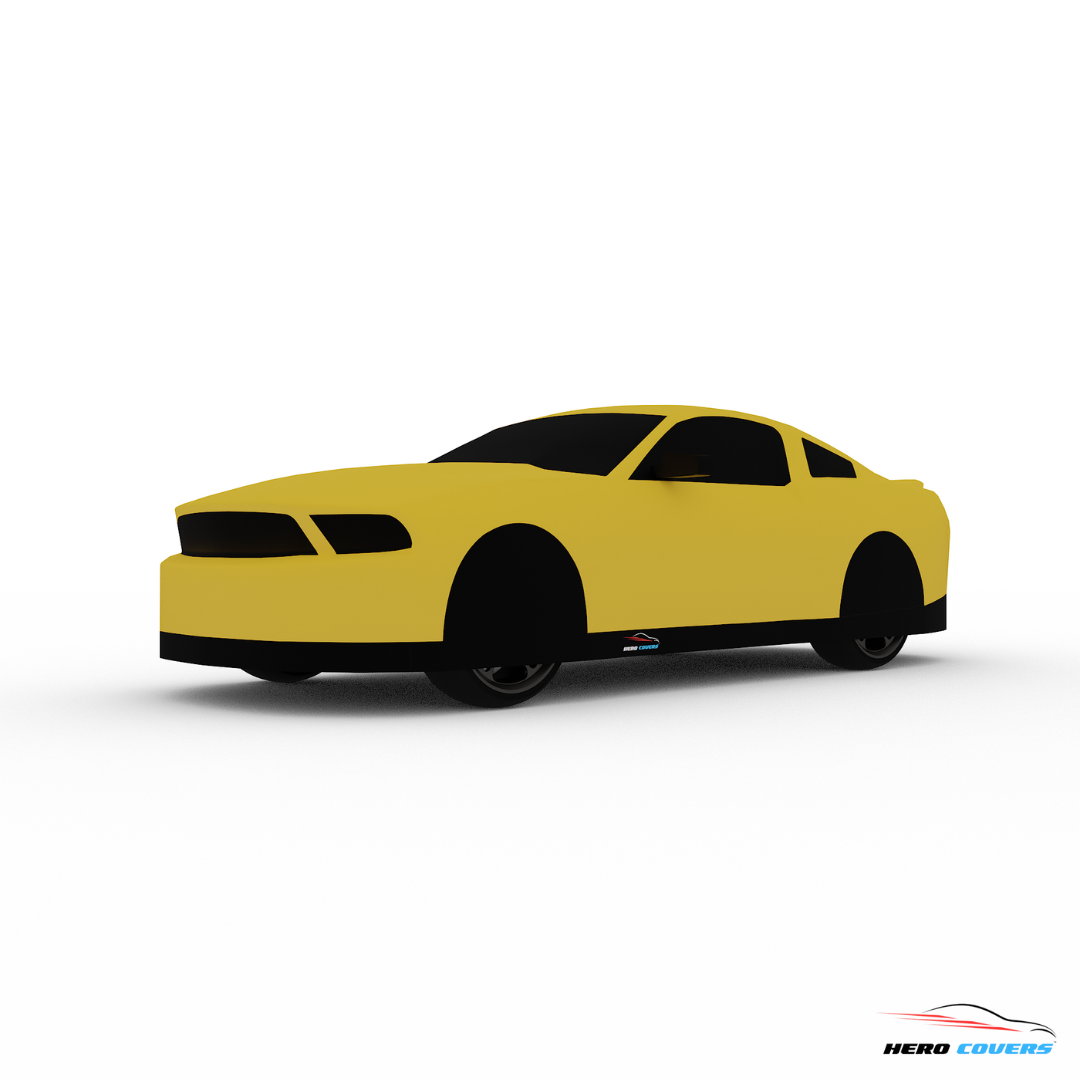 A Custom Yellow Car Cover For A Ford Mustang 2012