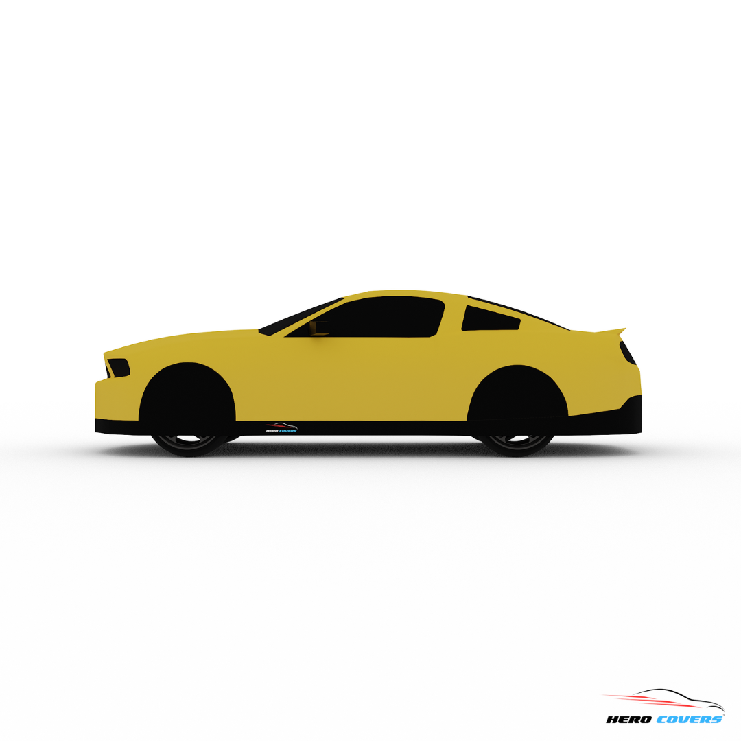 A Custom Yellow Car Cover For A Ford Mustang 2012
