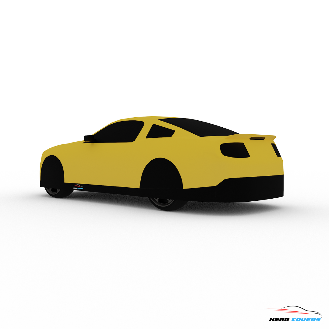 A Custom Yellow Car Cover For A Ford Mustang 2012