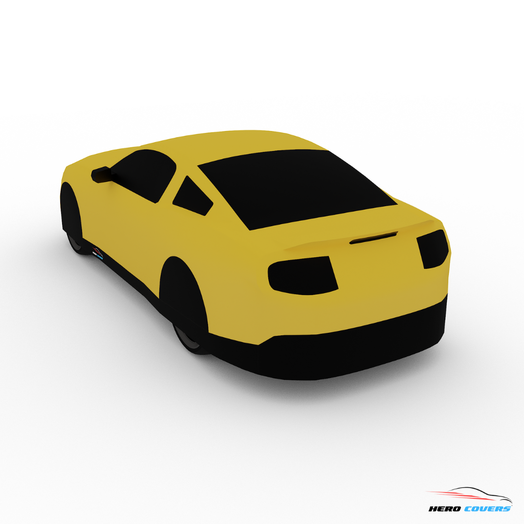 A Custom Yellow Car Cover For A Ford Mustang 2012