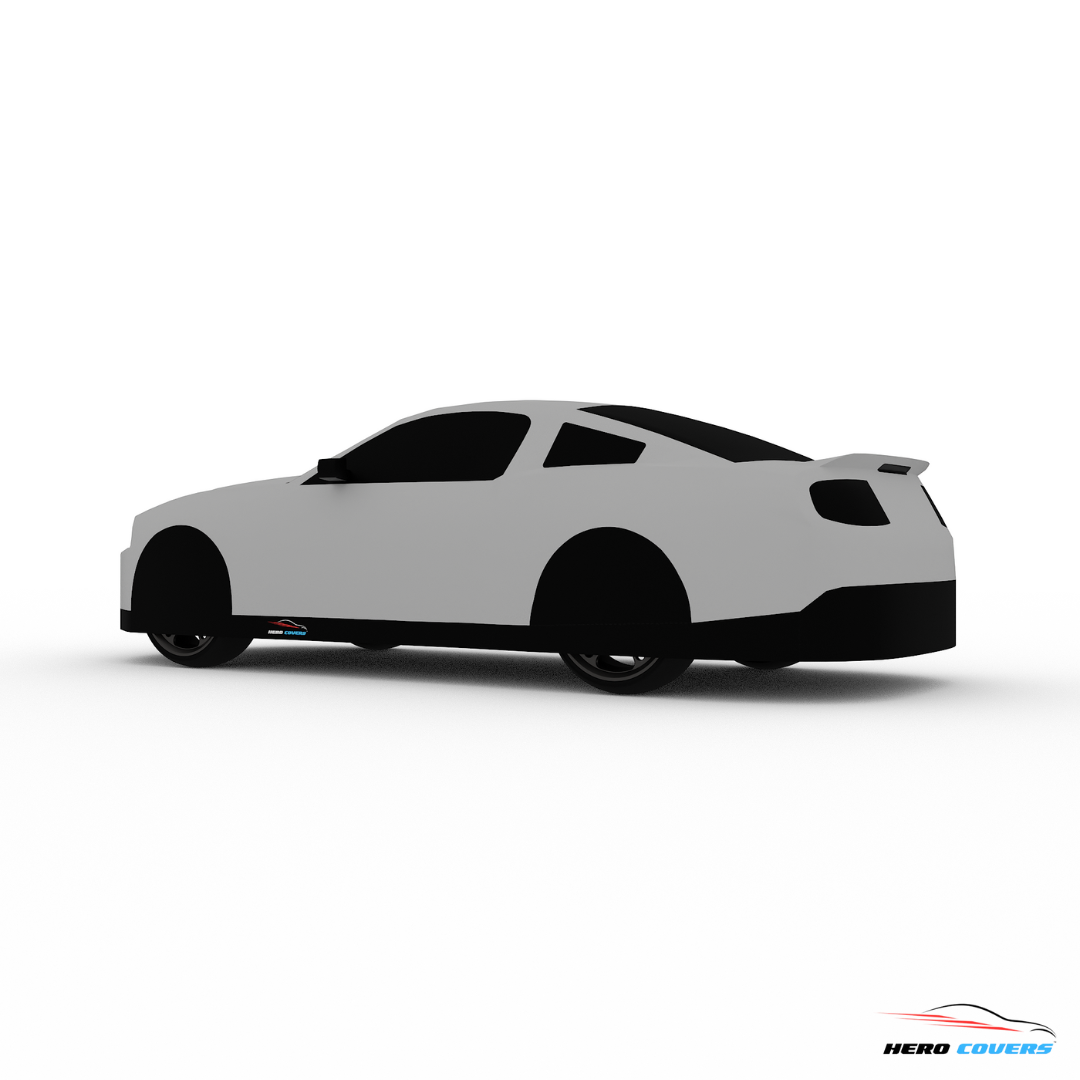 A Custom Silver Car Cover For A Ford Mustang 2012