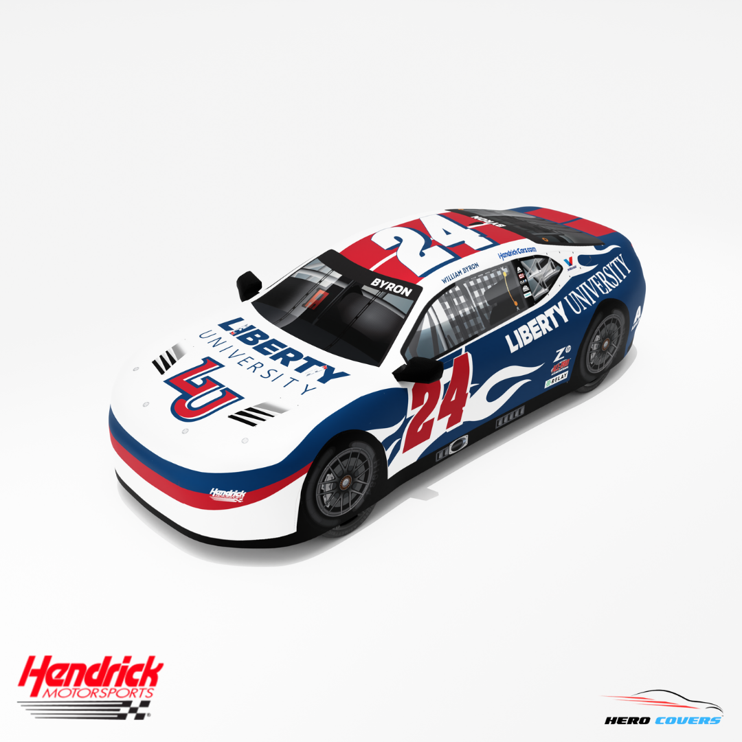 A Custom Car Cover for an Officially Licensed Hendrick Motorsports Liberty University