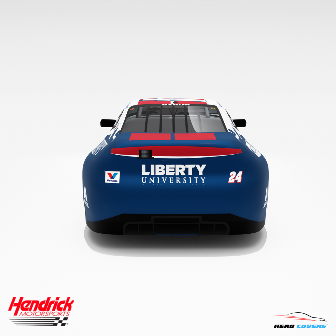 A Custom Car Cover for an Officially Licensed Hendrick Motorsports Liberty University