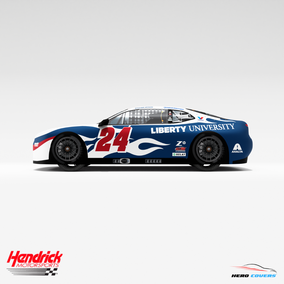 A Custom Car Cover for an Officially Licensed Hendrick Motorsports Liberty University