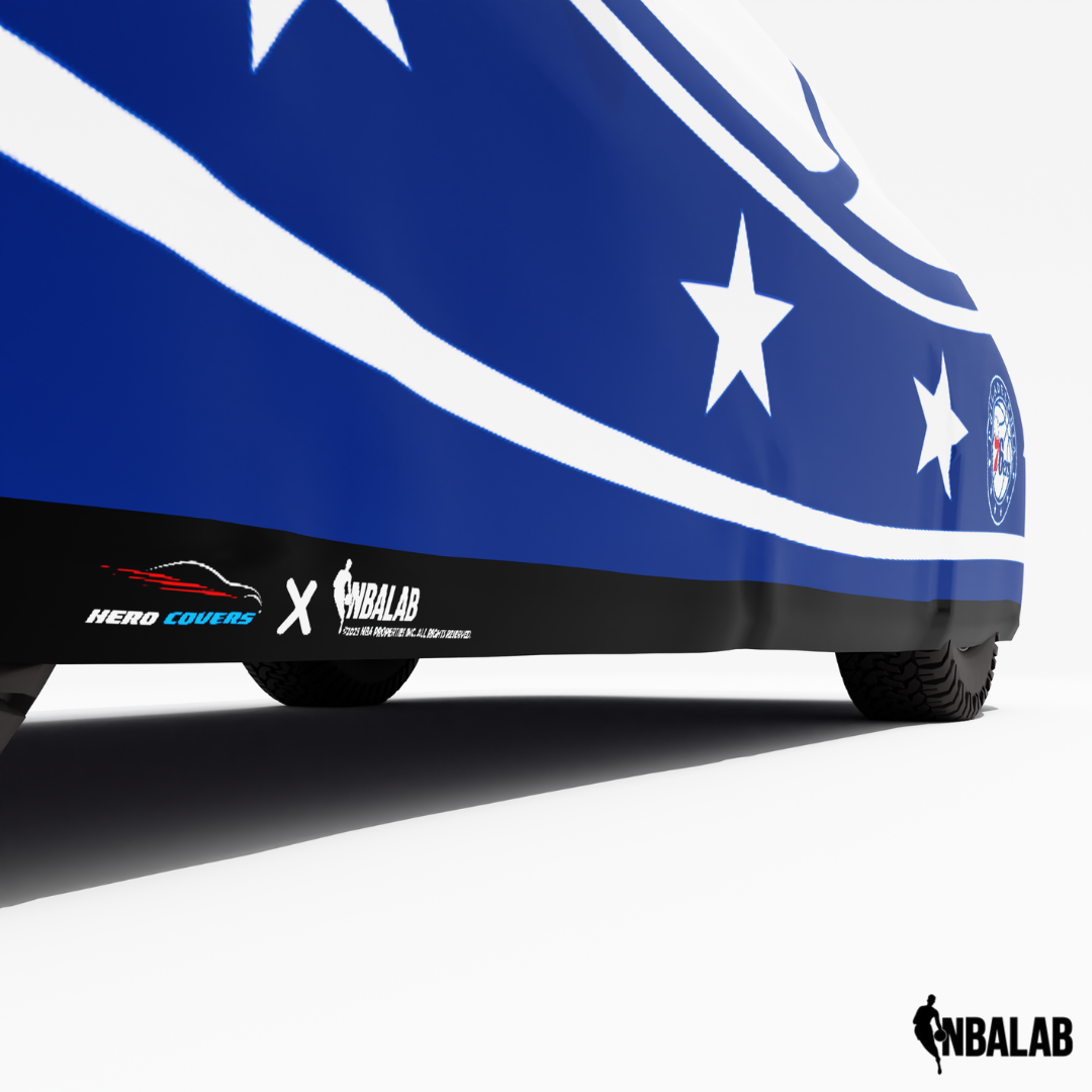 Officially Licensed Philadelphia Cover Stretch Logo – Indoor & Outdoor | NBA Protection | HeroCovers