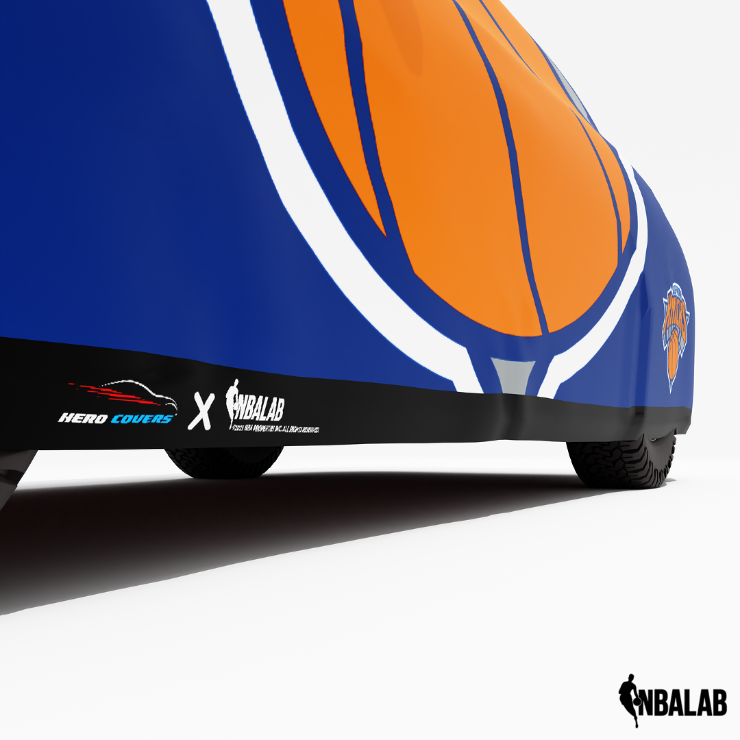 Officially Licensed New York Knicks Cover Stretch Logo – Indoor & Outdoor | NBA Protection | HeroCovers