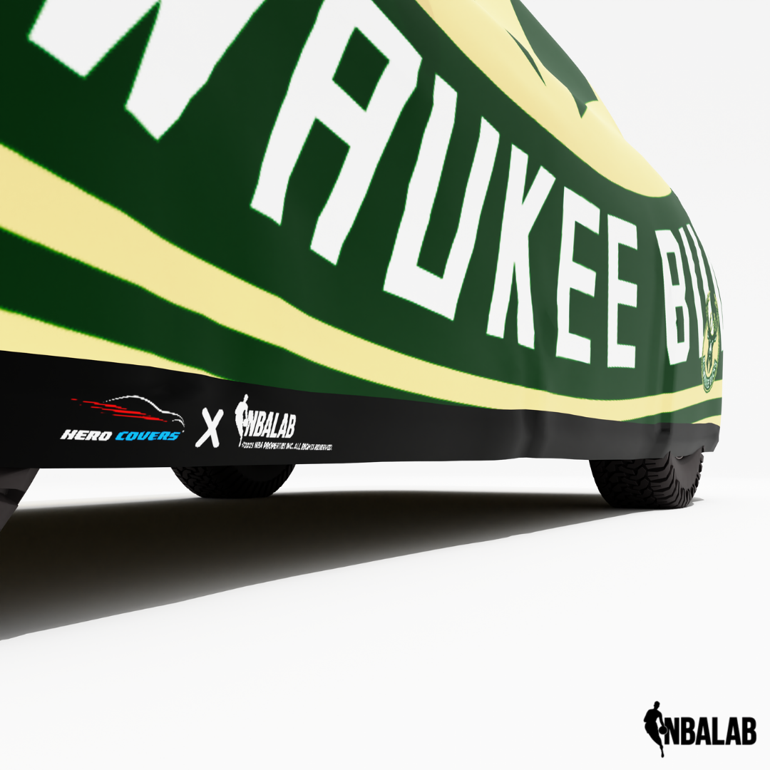Officially Licensed Milwaukee Bucks Cover Stretch Logo – Indoor & Outdoor | NBA Protection | HeroCovers