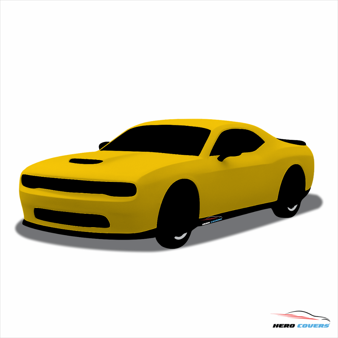 A Custom Indoor & Outdoor Yellow Car Cover For A Challenger