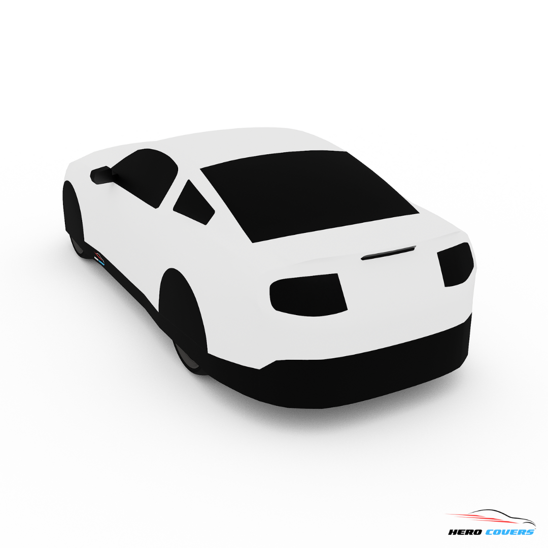 A Custom White Car Cover For A Ford Mustang 2012