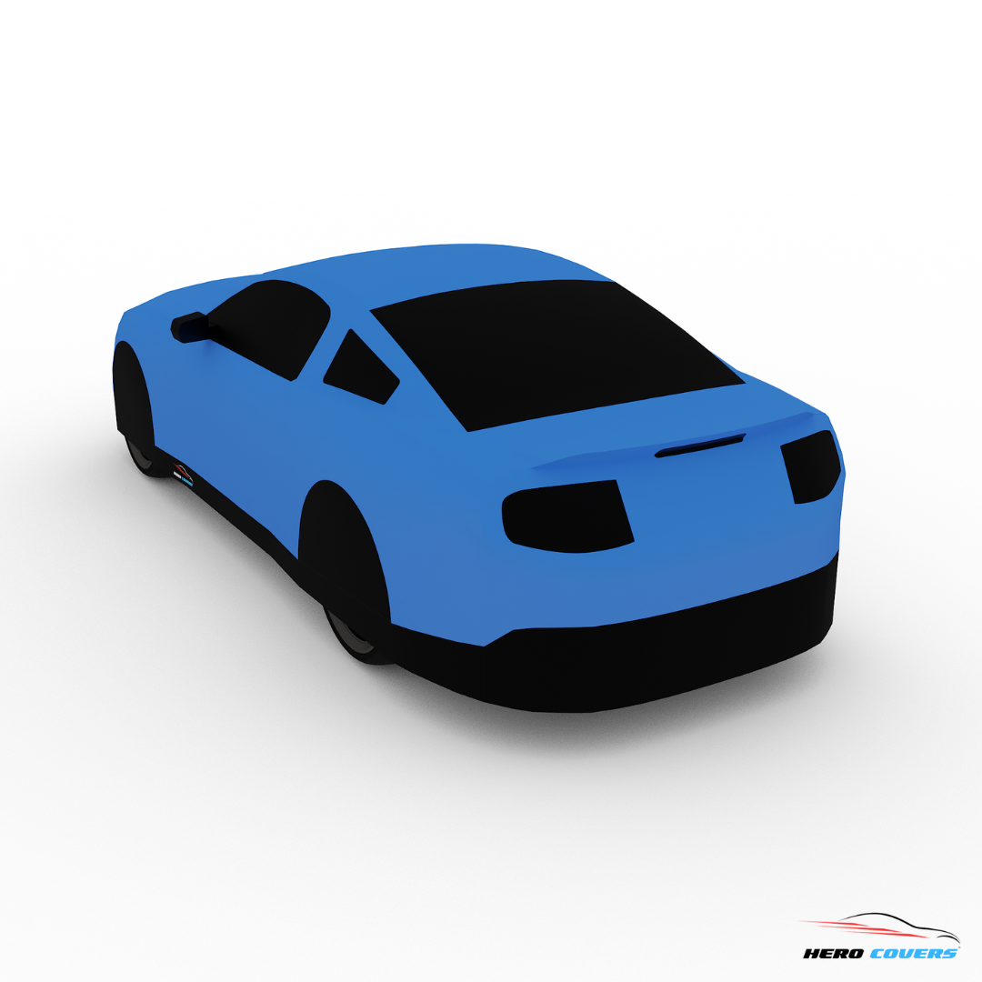 A Custom Blue Car Cover For A Mustang 2012