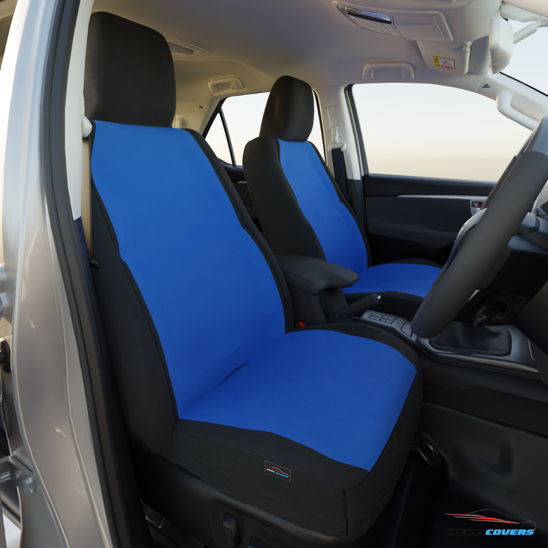Black & Blue Two Tone Custom Seat Covers | Stylish Designs & Durable Protection – by HeroCovers