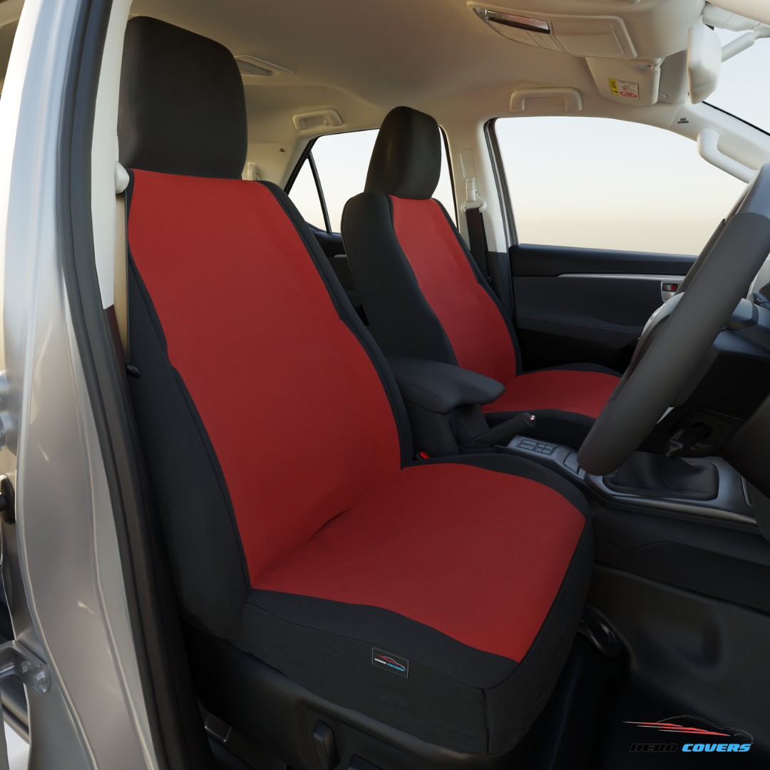 Black & Red Two Tone Custom Seat Covers | Stylish Designs & Durable Protection – by HeroCovers