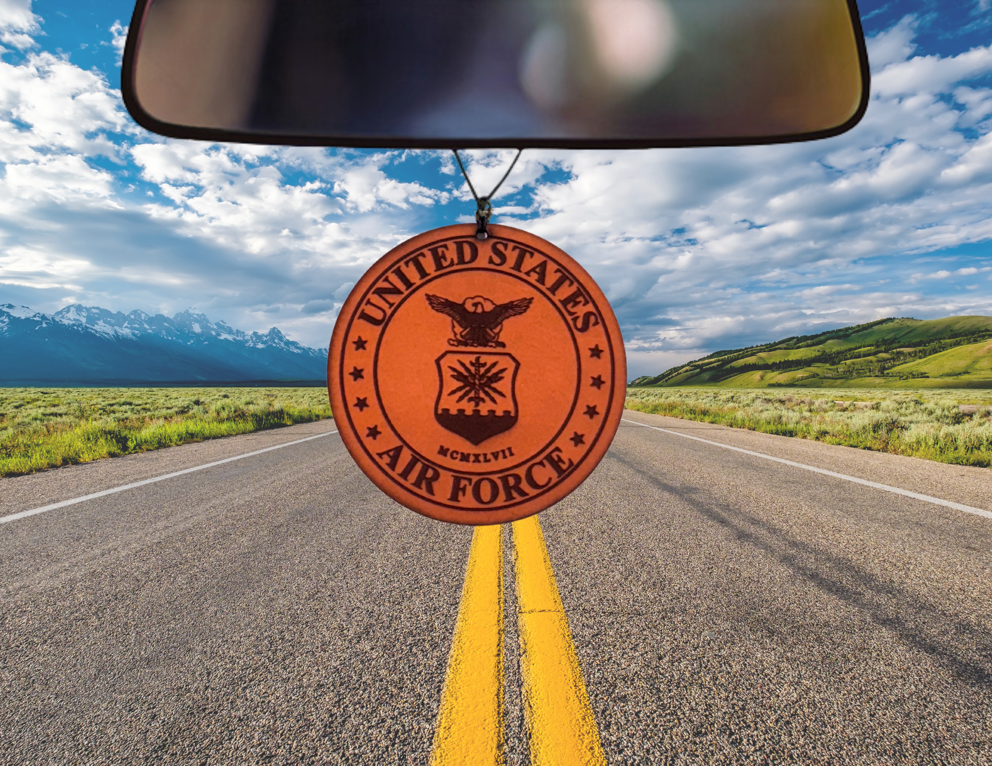 US Air Force Leather Car Freshener - Hand Made in Texas