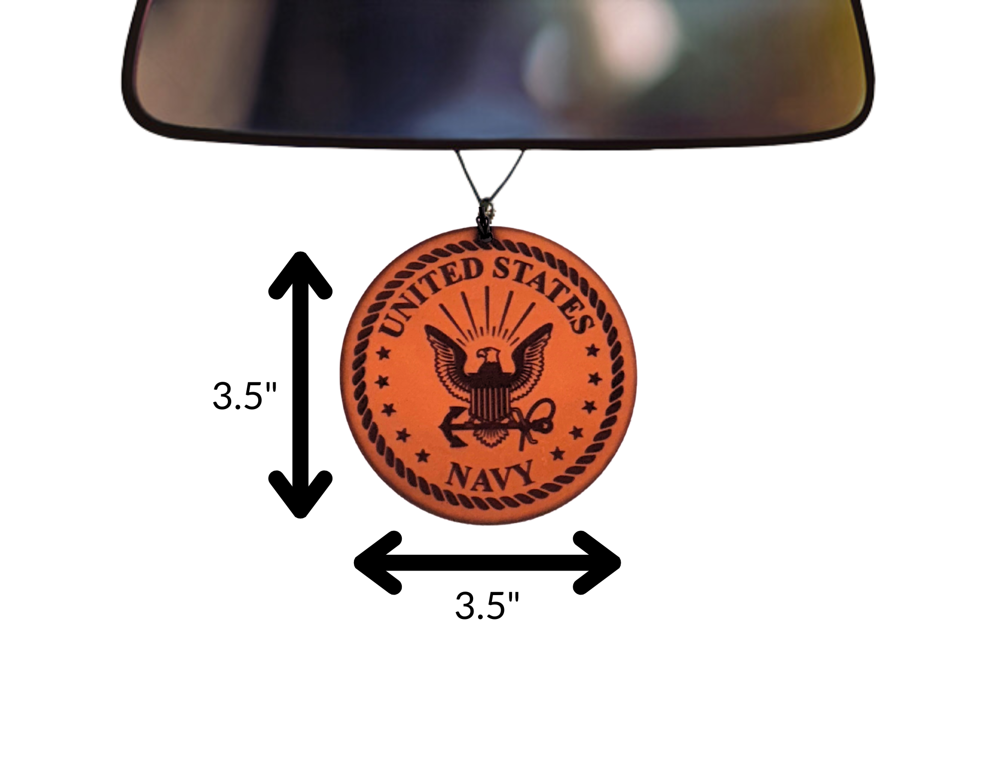 US Navy Leather Car Freshener - Hand Made in Texas