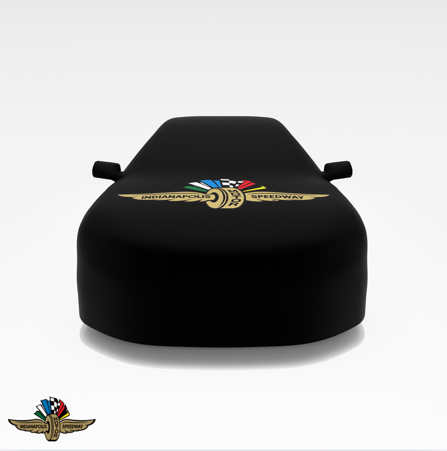 Indy500 Car Cover – Custom Black Cover with Enlarged Indy 500 Logo for Maximum Protection