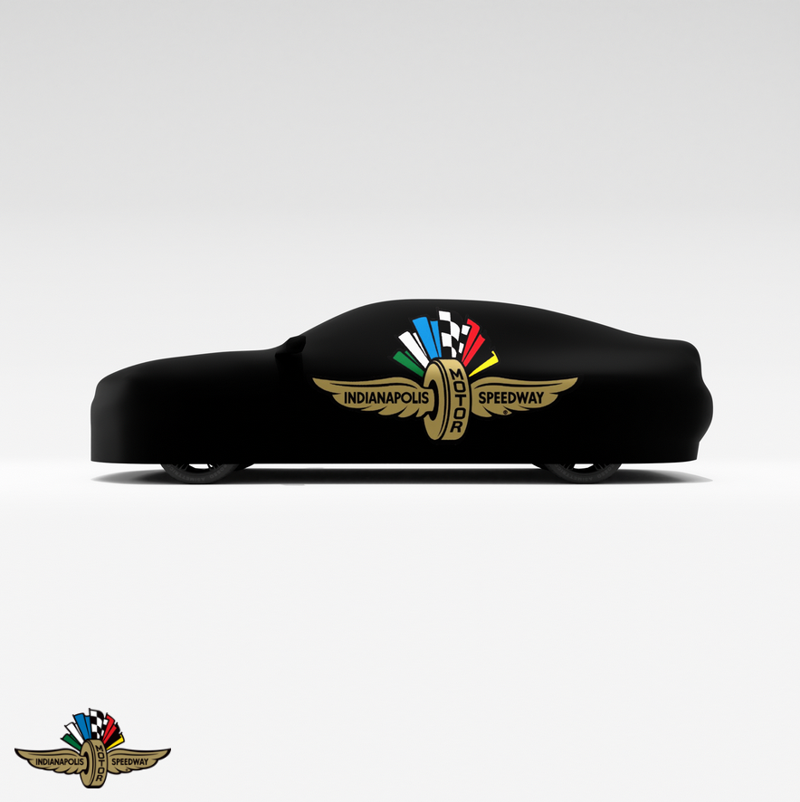 Indy500 Car Cover – Custom Black Cover with Enlarged Indy 500 Logo for Maximum Protection
