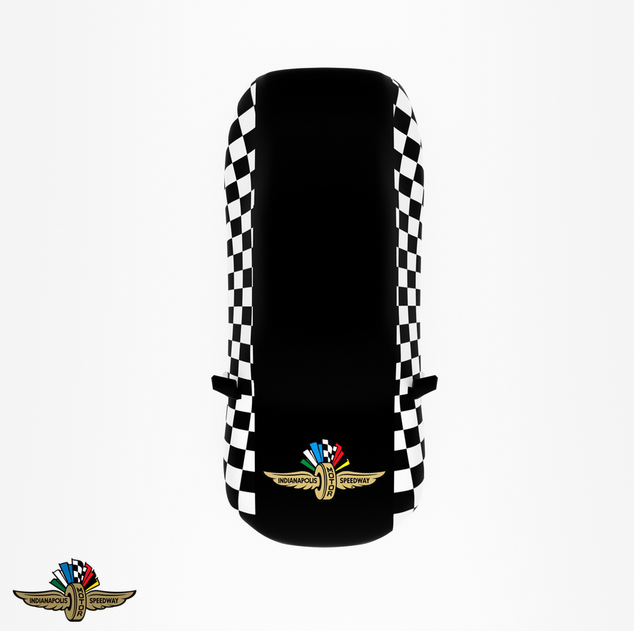 Indy500 Checked Car Cover – Custom Black Checkered Pattern with Iconic Indy 500 Logo for Premium Protection