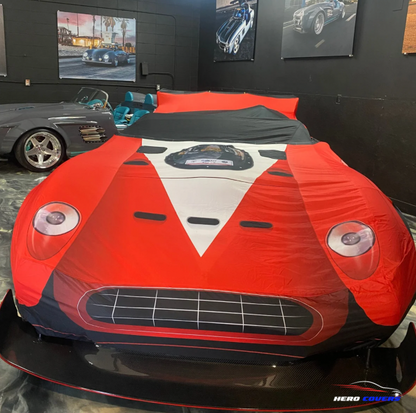 red and white car cover