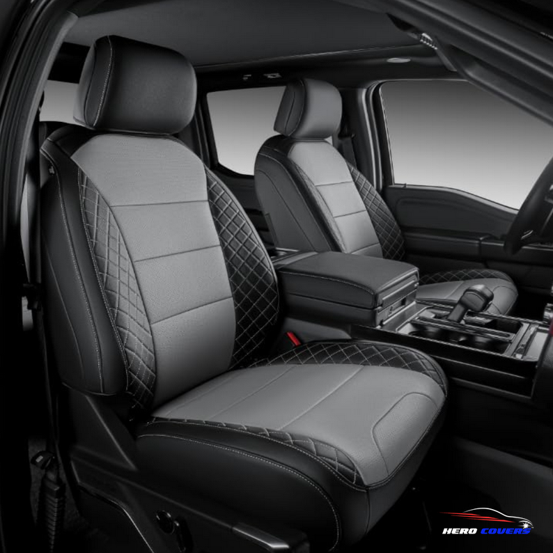Black & Grey Diamond Stiched Custom Car Seat Covers