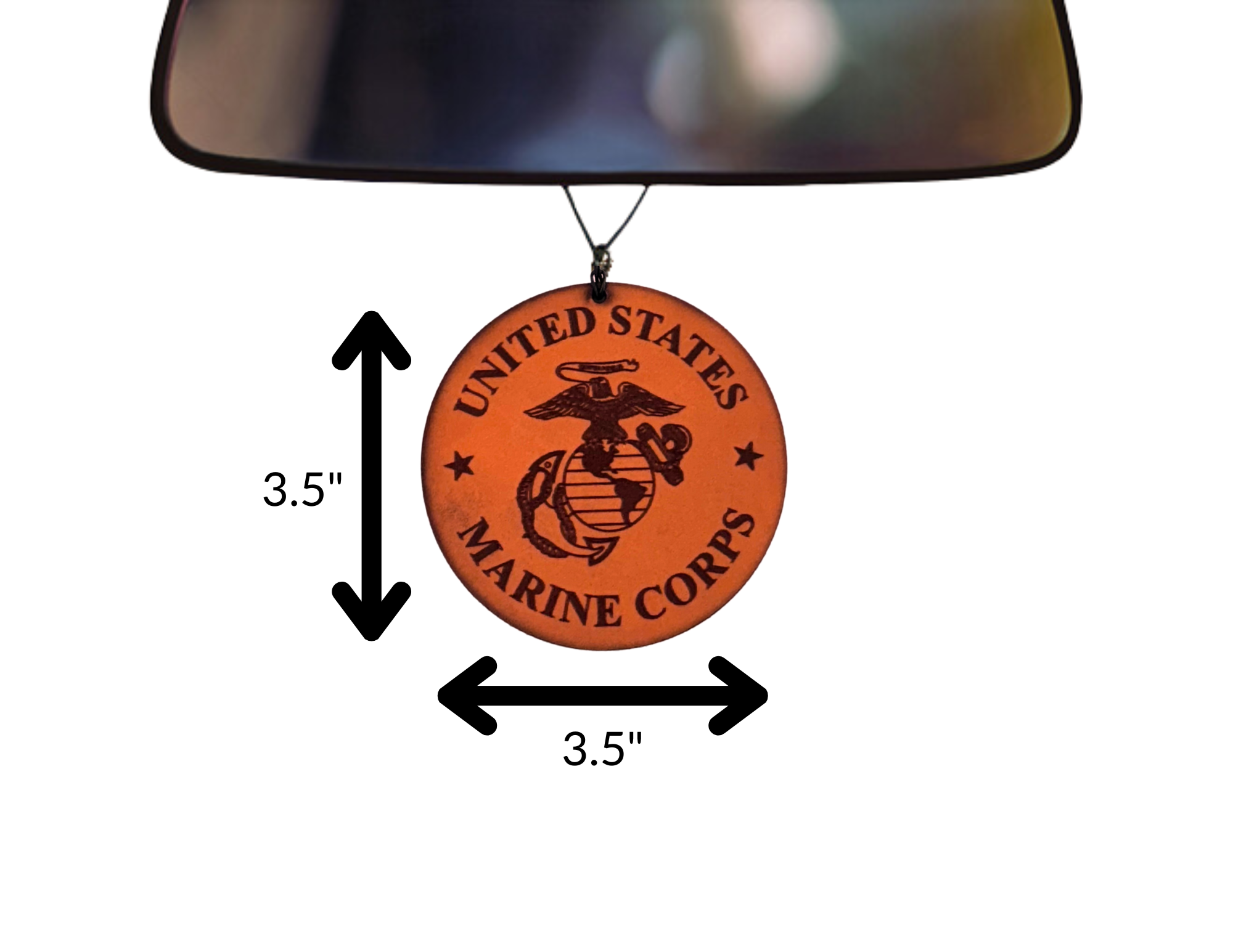 US Marine Corps Leather Car Freshener - Hand Made in Texas