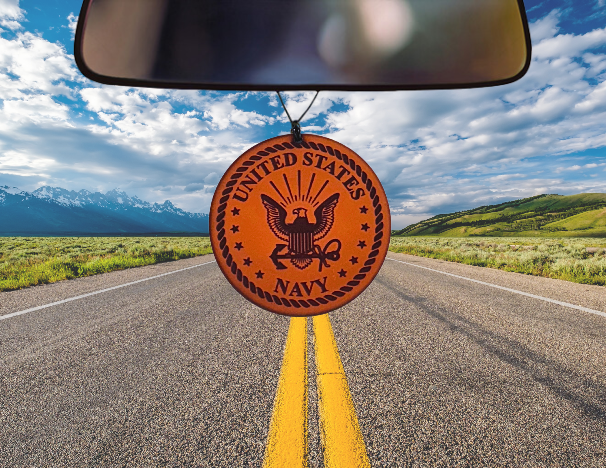 US Navy Leather Car Freshener - Hand Made in Texas