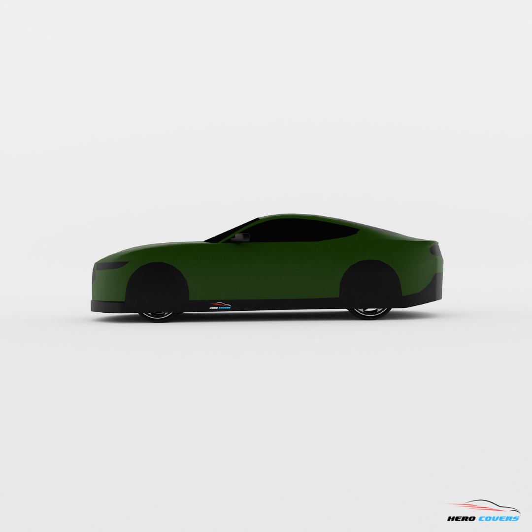 A Custom Indoor & Outdoor Green Car Cover For A Mustang (2015–2024)