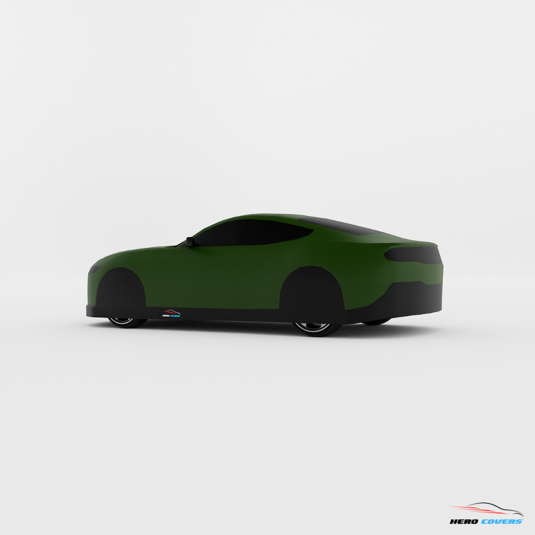 A Custom Indoor & Outdoor Green Car Cover For A Mustang (2015–2024)