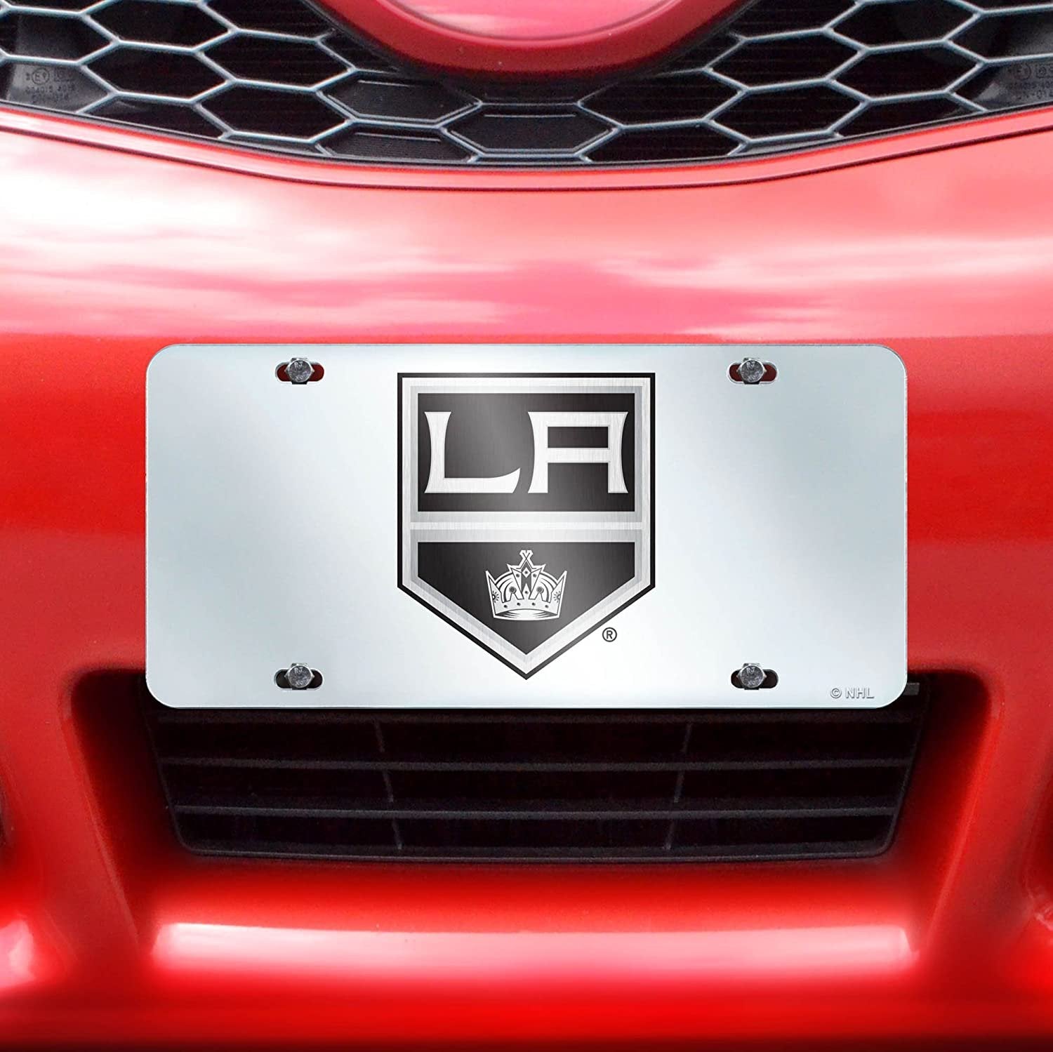 Los Angeles Kings Premium Laser Cut Tag License Plate, Mirrored Acrylic Inlaid, 6x12 Inch
