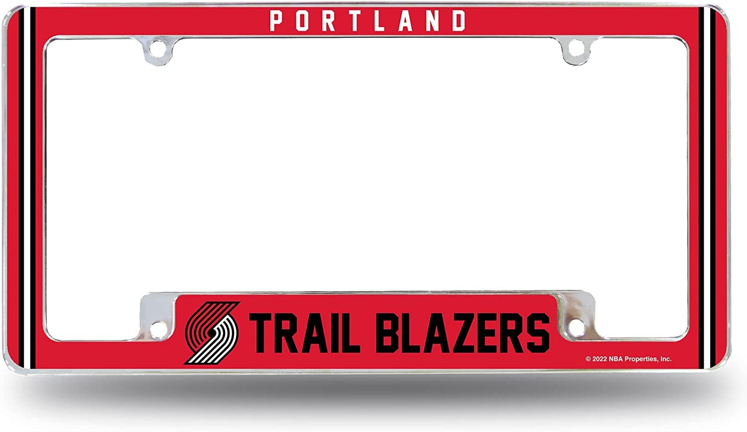 Portland Trail Blazers Metal License Plate Frame Chrome Tag Cover Alternate Design 6x12 Inch