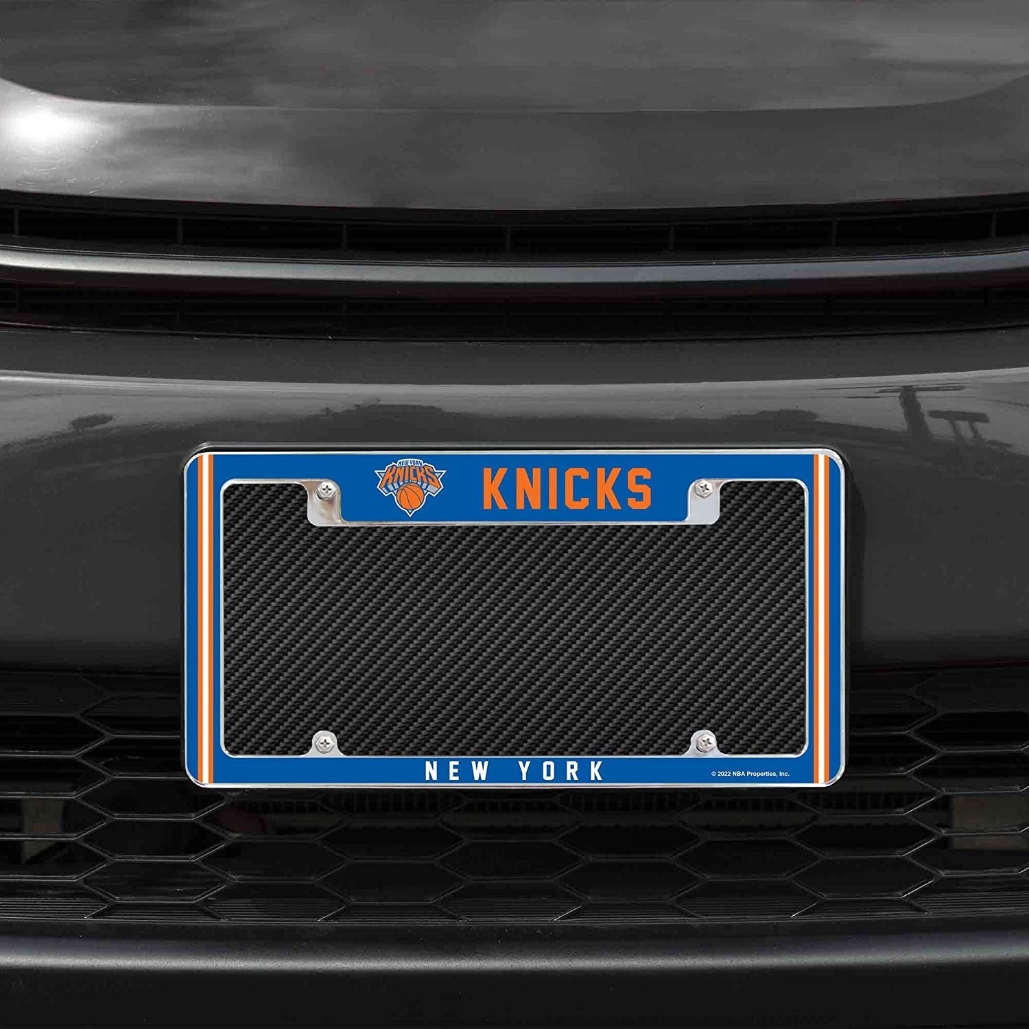 New York Knicks Metal License Plate Frame Chrome Tag Cover Alternate Design 6x12 Inch