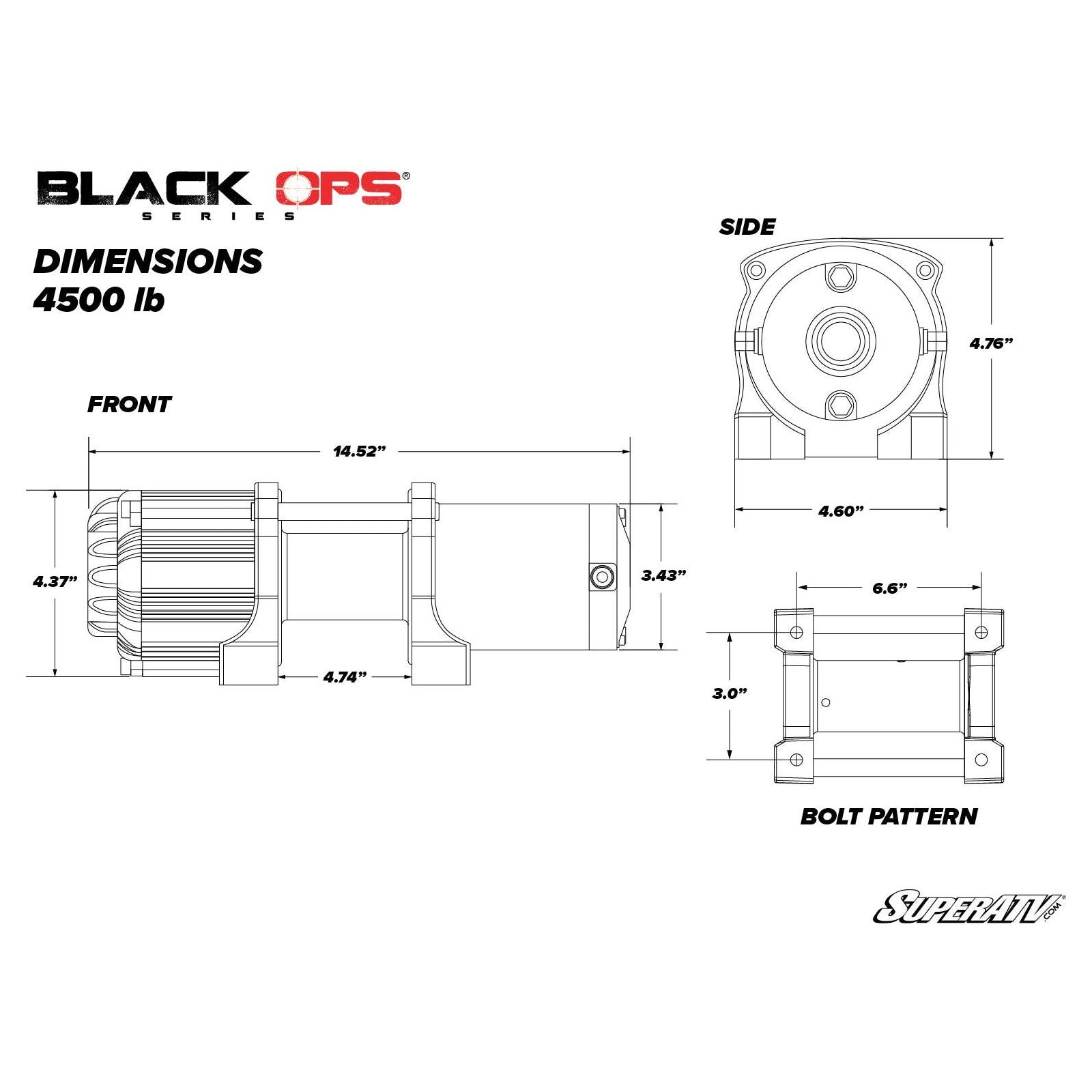 SuperATV 4500 LB UTV/ATV Winch with Wireless Remote and Synthetic Rope