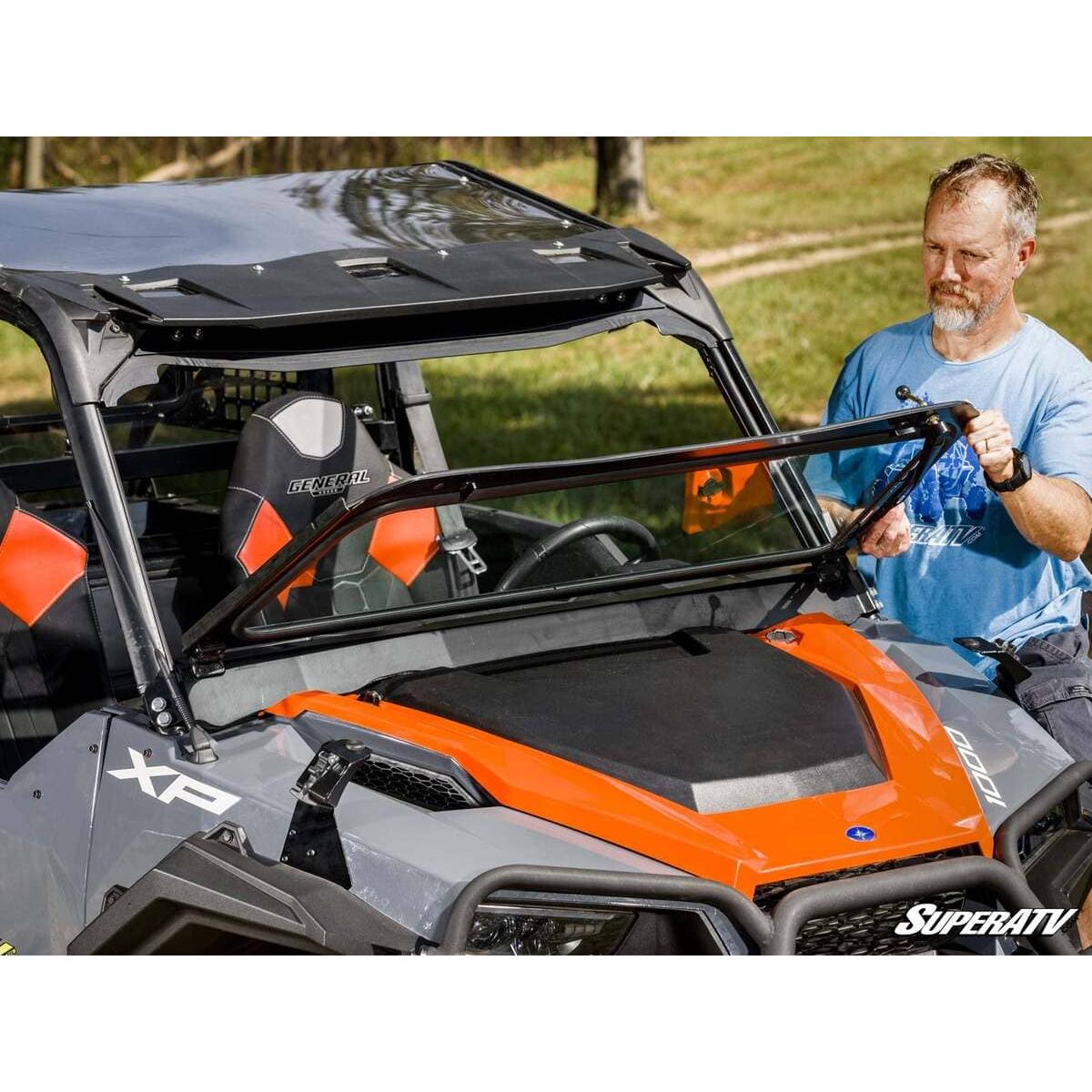 SuperATV - 2020+ Polaris General XP 1000 Flip-Down Glass Windshield